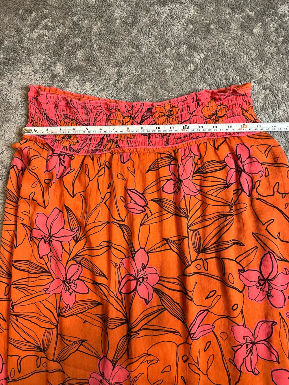 Vibrant Orange & Pink Floral Maxi Skirt - Picture 7 of 8